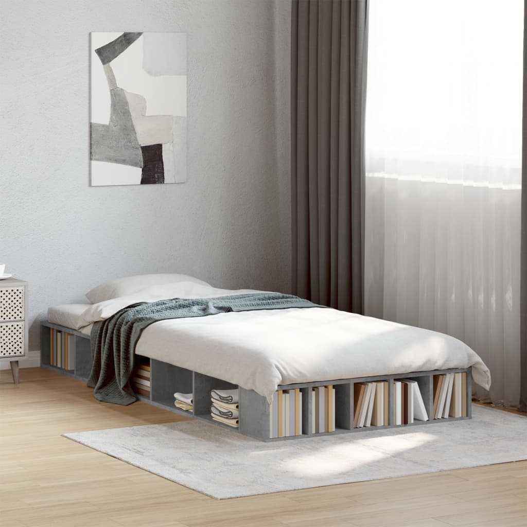 vidaXL Bed Frame without Mattress Concrete Grey 75x190 cm Small Single