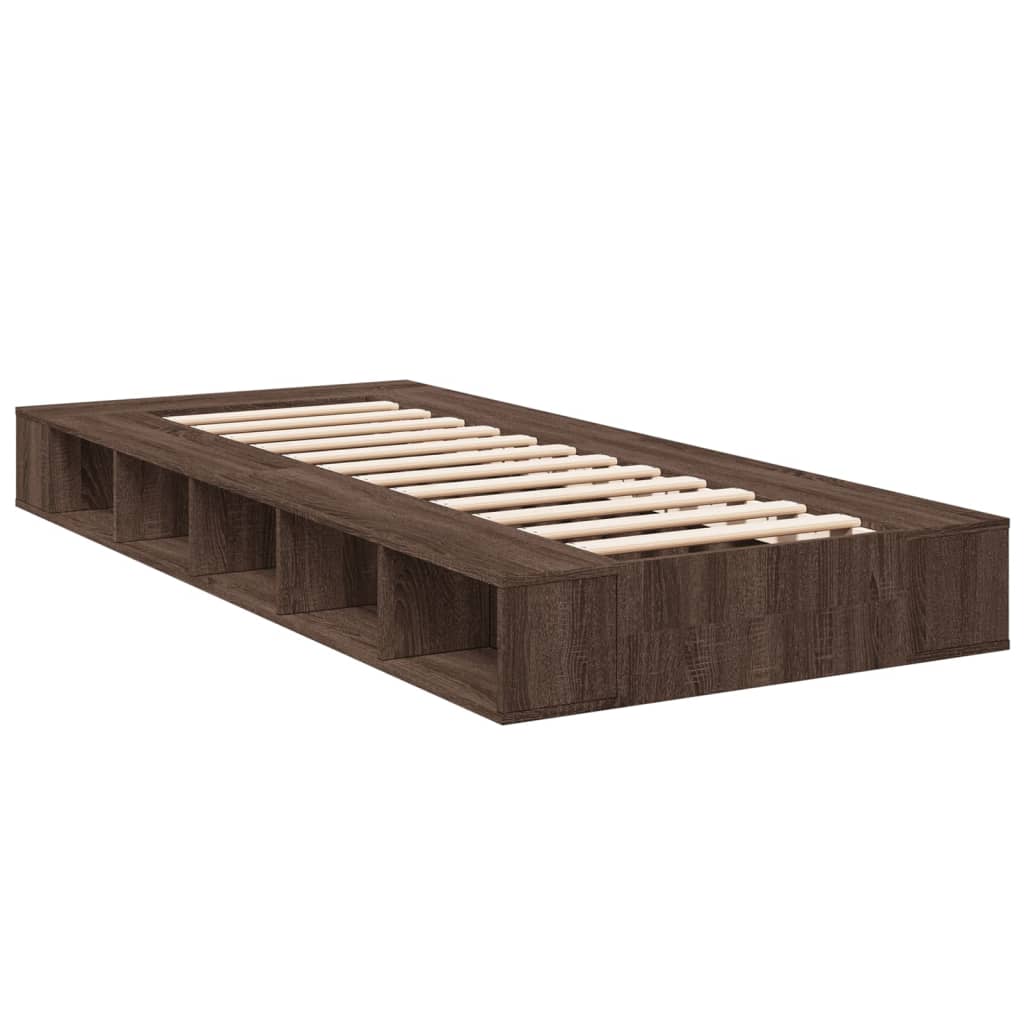 vidaXL Bed Frame without Mattress Brown Oak 75x190 cm Small Single