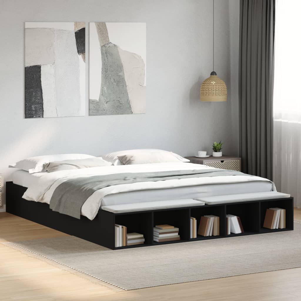 vidaXL Bed Frame without Mattress Black 200x200 cm