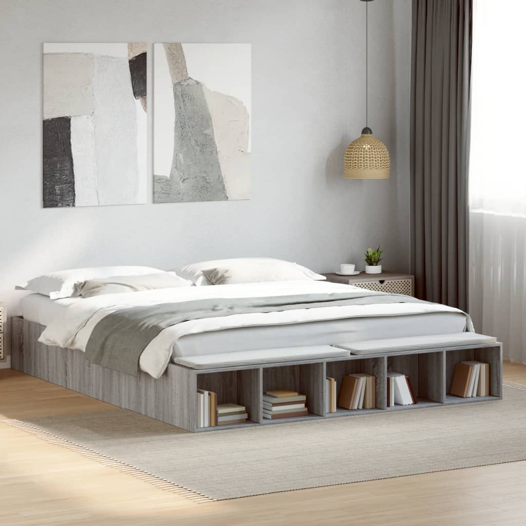 vidaXL Bed Frame without Mattress Grey Sonoma 200x200 cm