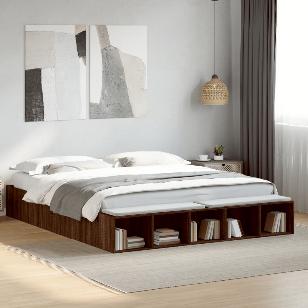 vidaXL Bed Frame without Mattress Brown Oak 200x200 cm