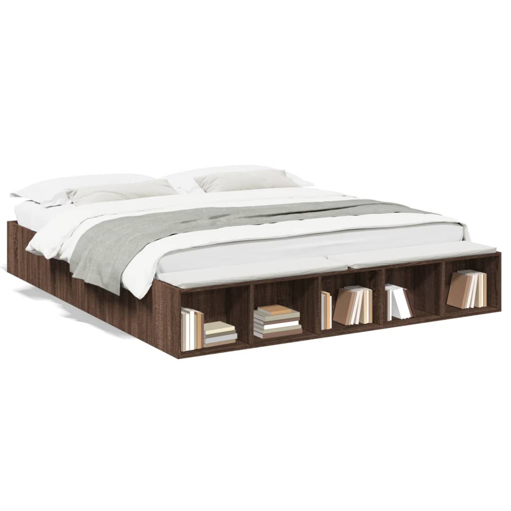 vidaXL Bed Frame without Mattress Brown Oak 200x200 cm