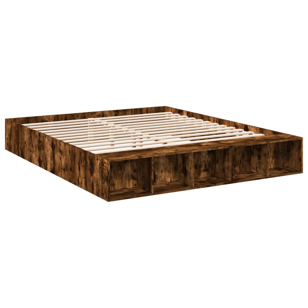 vidaXL Bed Frame without Mattress Smoked Oak 180x200 cm Super King