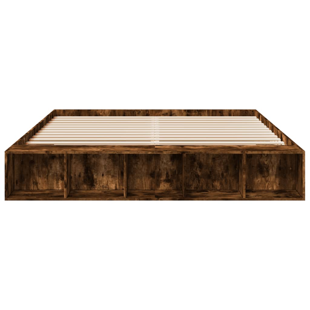 vidaXL Bed Frame without Mattress Smoked Oak 180x200 cm Super King