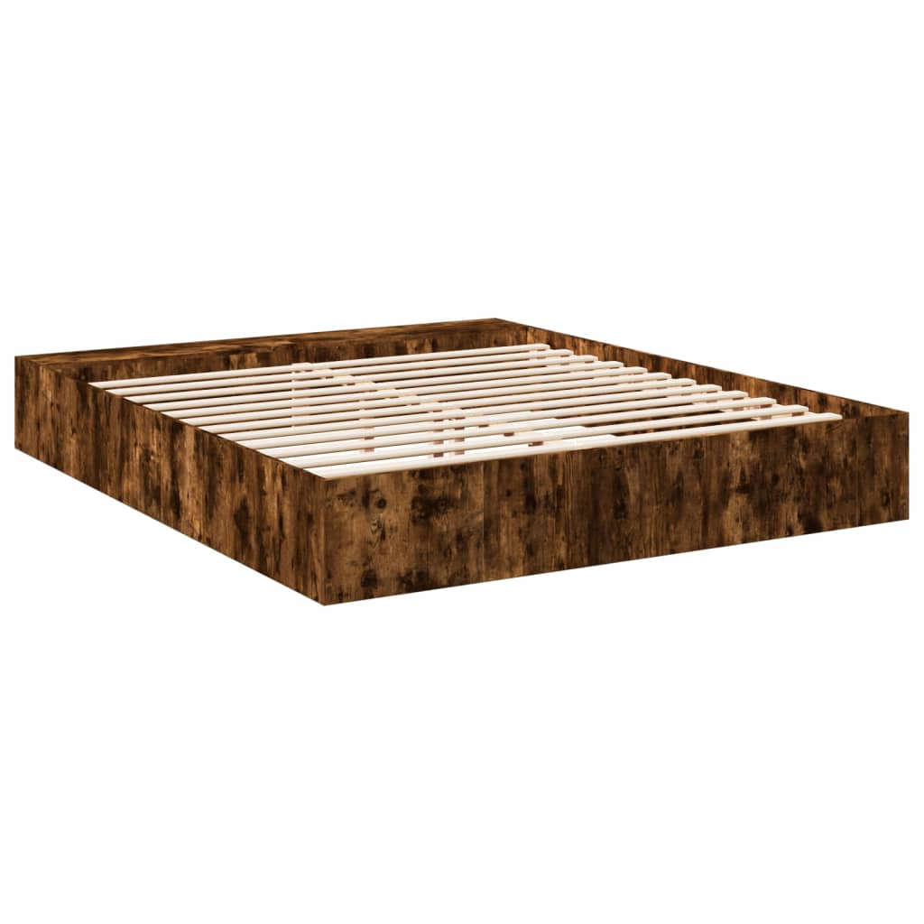 vidaXL Bed Frame without Mattress Smoked Oak 180x200 cm Super King