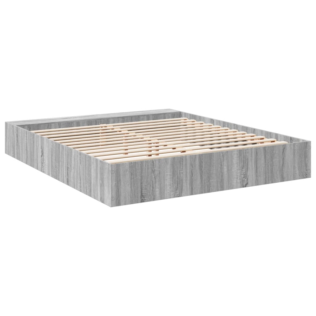 vidaXL Bed Frame without Mattress Grey Sonoma 180x200 cm Super King