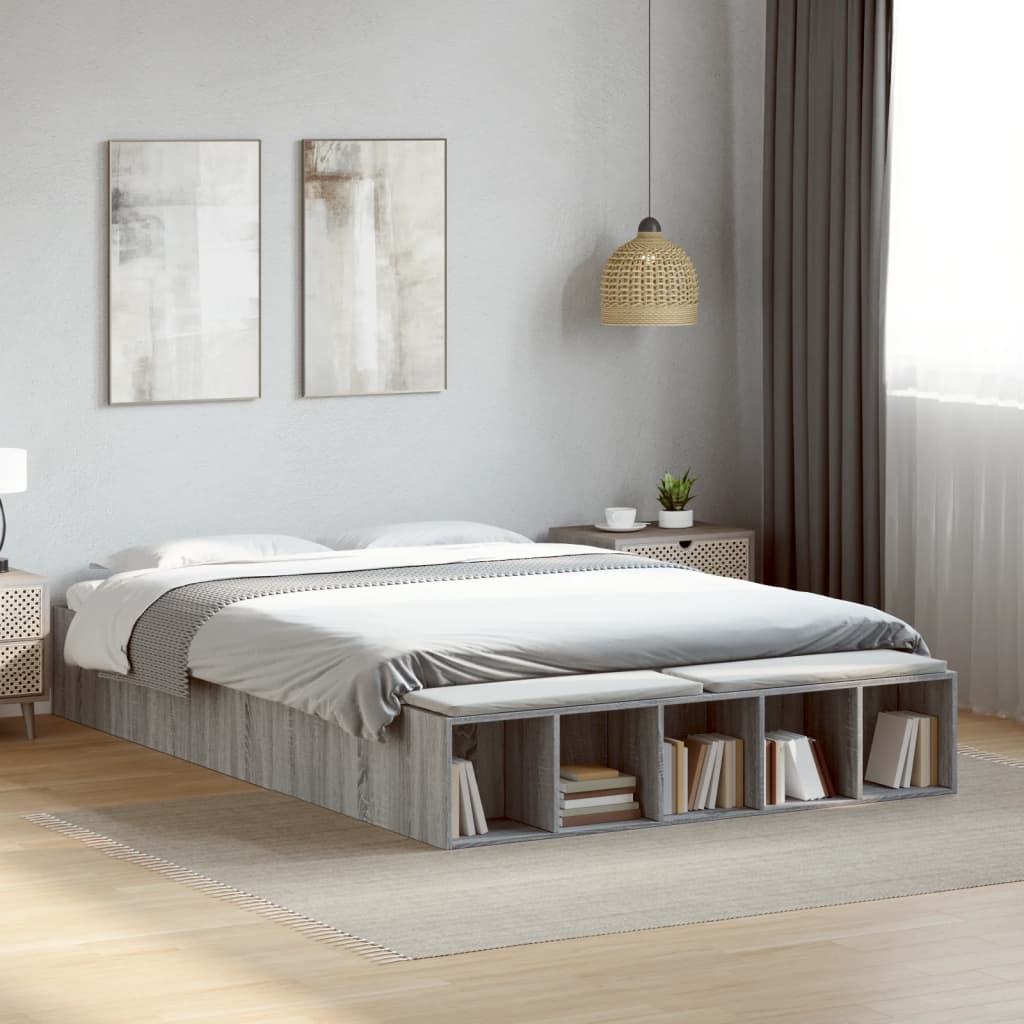 vidaXL Bed Frame without Mattress Grey Sonoma 160x200 cm