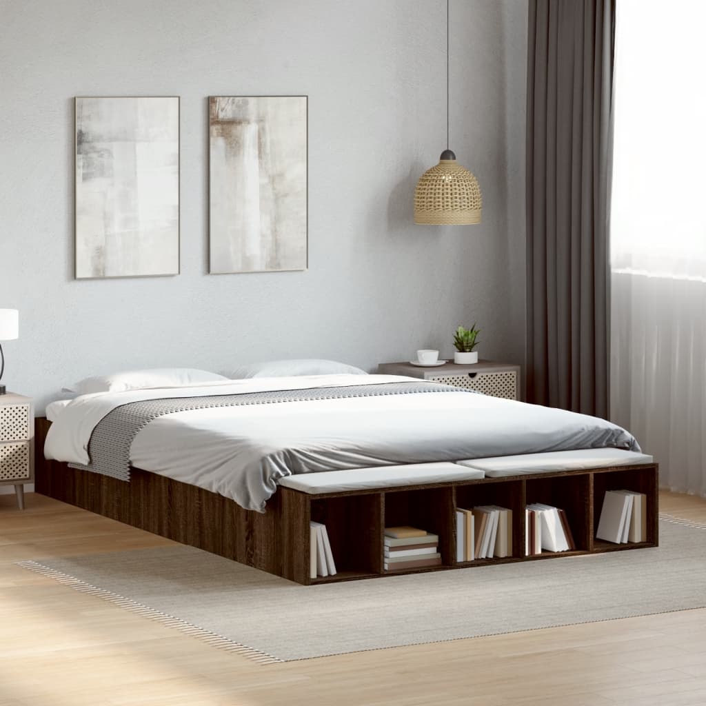 vidaXL Bed Frame without Mattress Brown Oak 160x200 cm