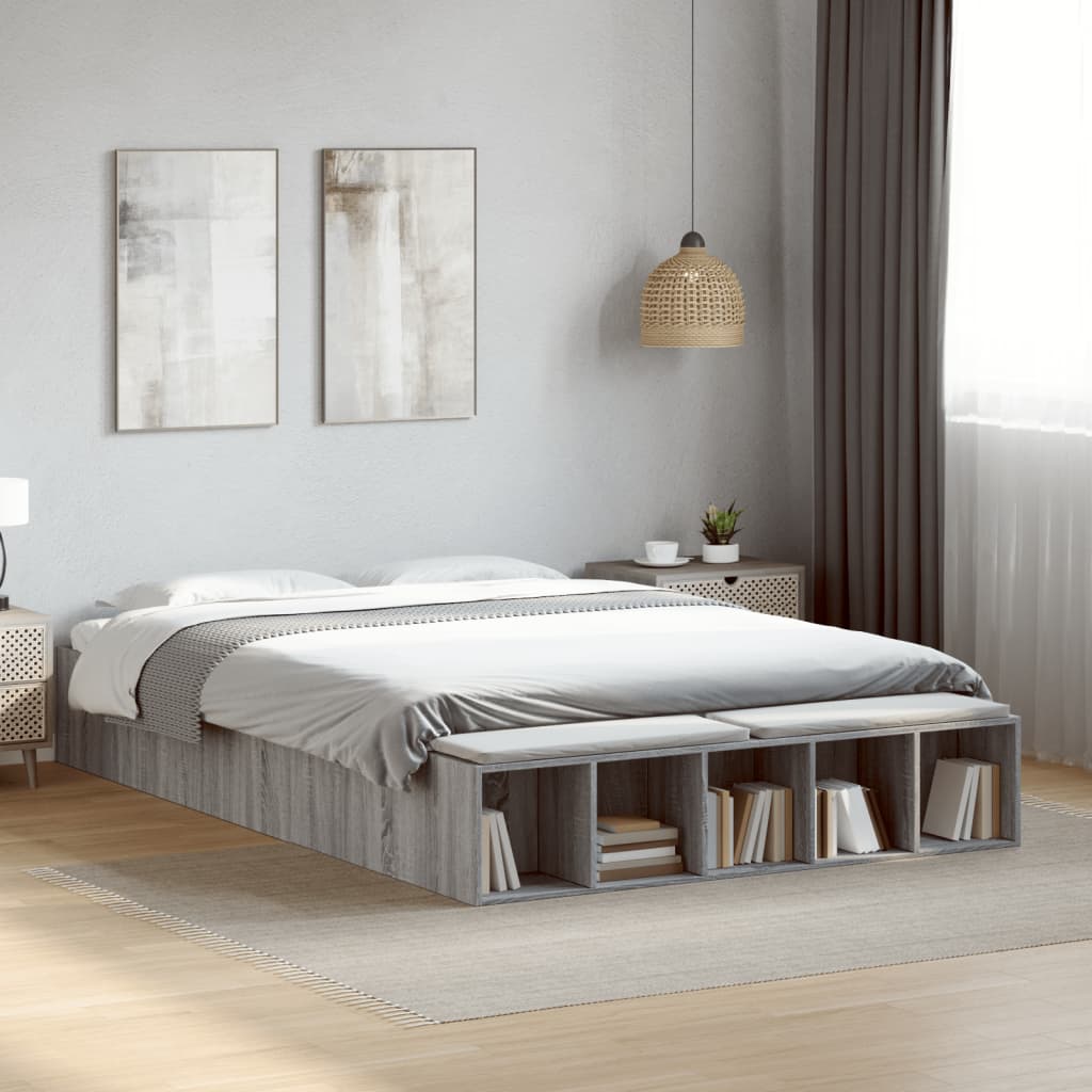 vidaXL Bed Frame without Mattress Grey Sonoma 150x200 cm King Size