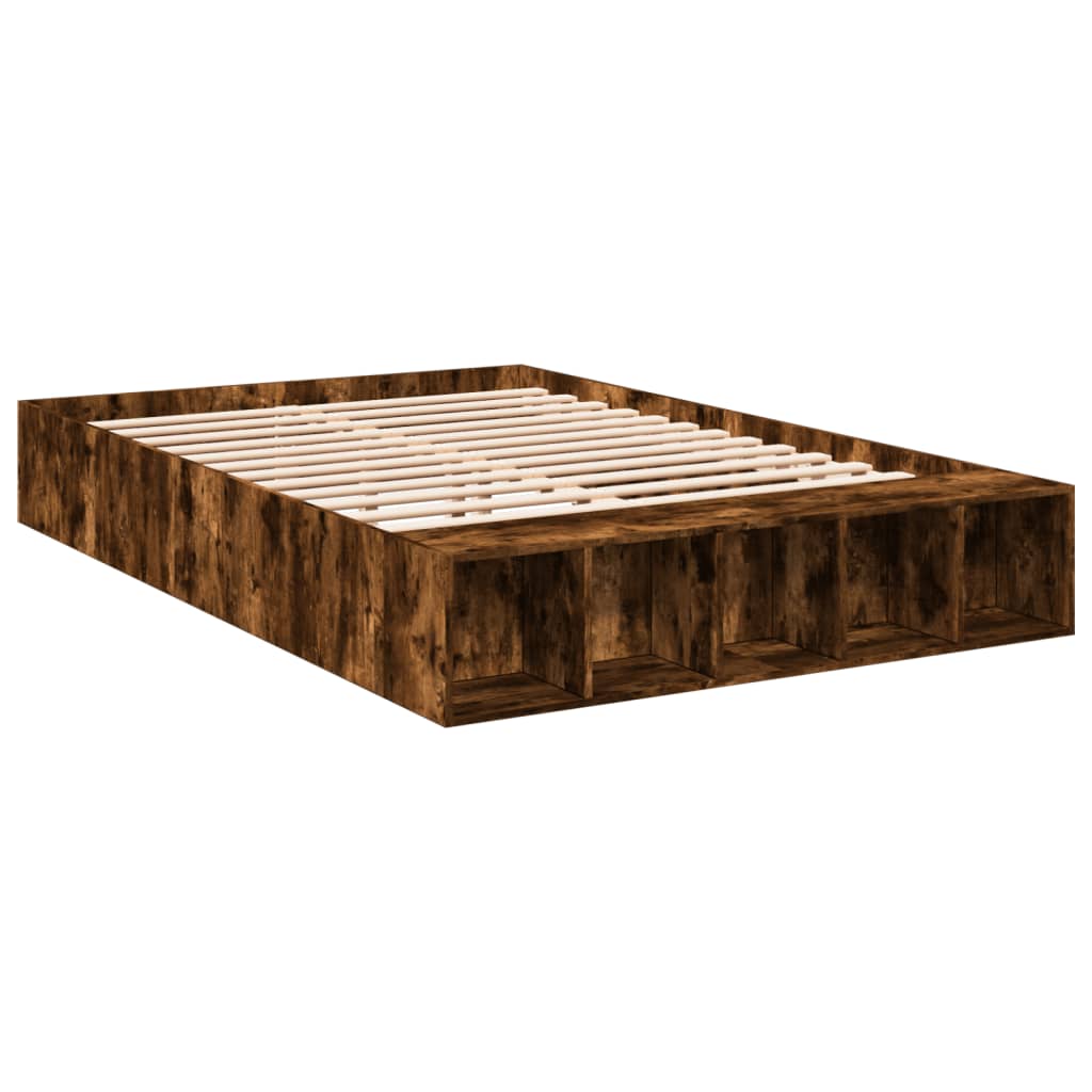 vidaXL Bed Frame without Mattress Smoked Oak 140x200 cm