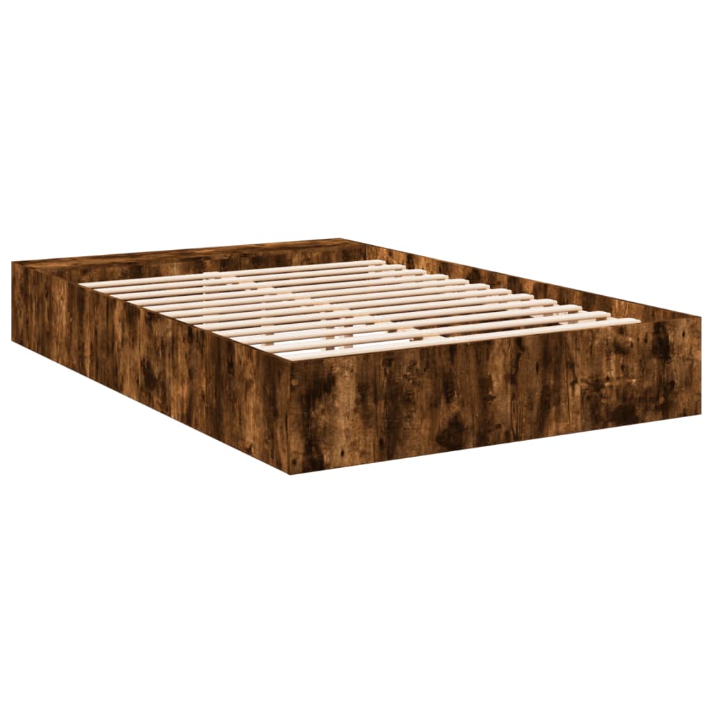 vidaXL Bed Frame without Mattress Smoked Oak 140x200 cm