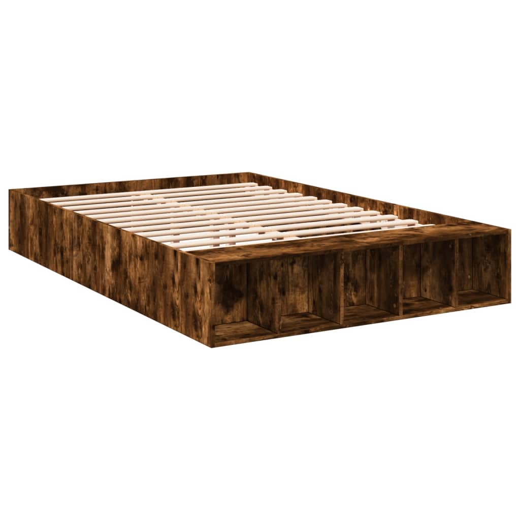 vidaXL Bed Frame without Mattress Smoked Oak 120x200 cm