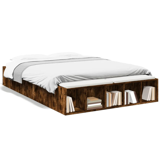 vidaXL Bed Frame without Mattress Smoked Oak 120x200 cm