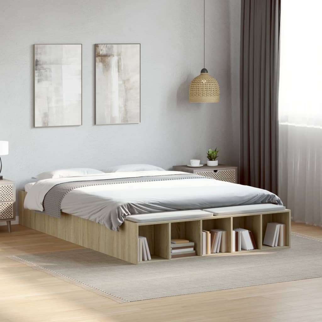 vidaXL Bed Frame without Mattress Sonoma Oak 140x190 cm