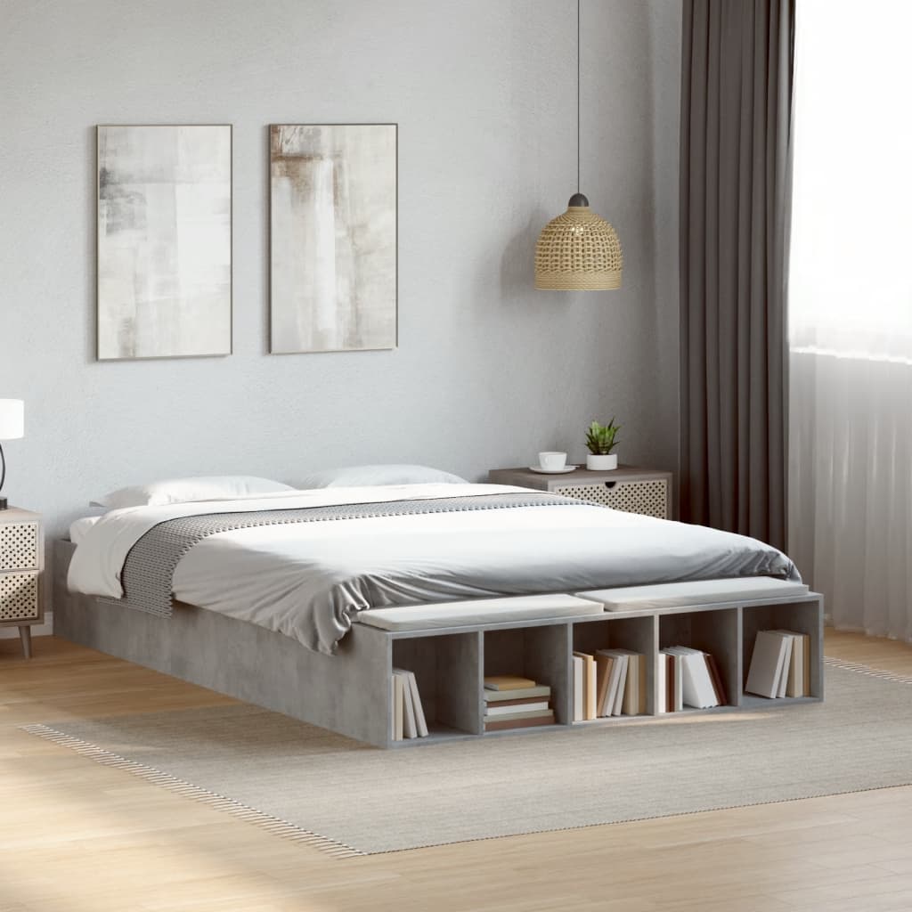 vidaXL Bed Frame without Mattress Concrete Grey 140x190 cm