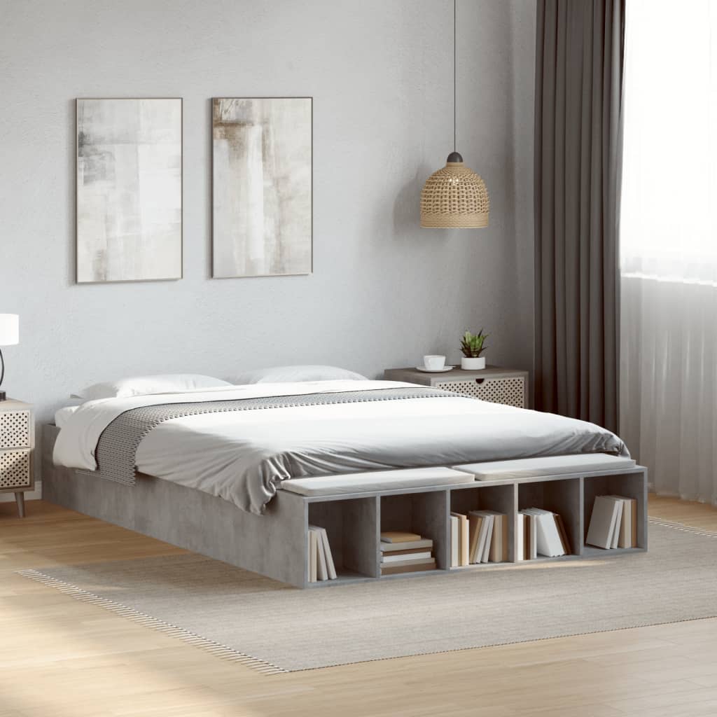 vidaXL Bed Frame without Mattress Concrete Grey 135x190 cm Double