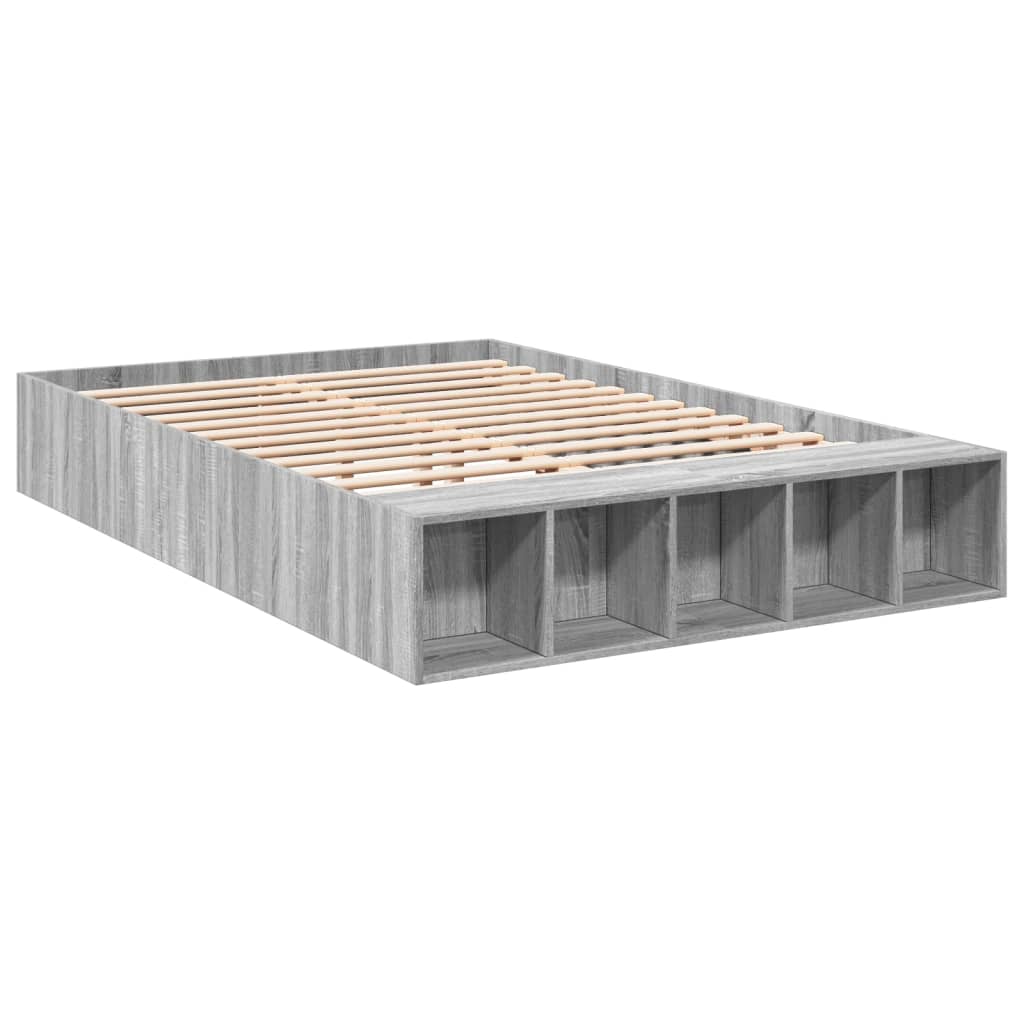 Bed Frame without Mattress Grey Sonoma 135x190 cm Double