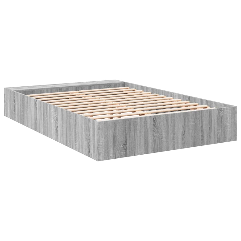 Bed Frame without Mattress Grey Sonoma 135x190 cm Double