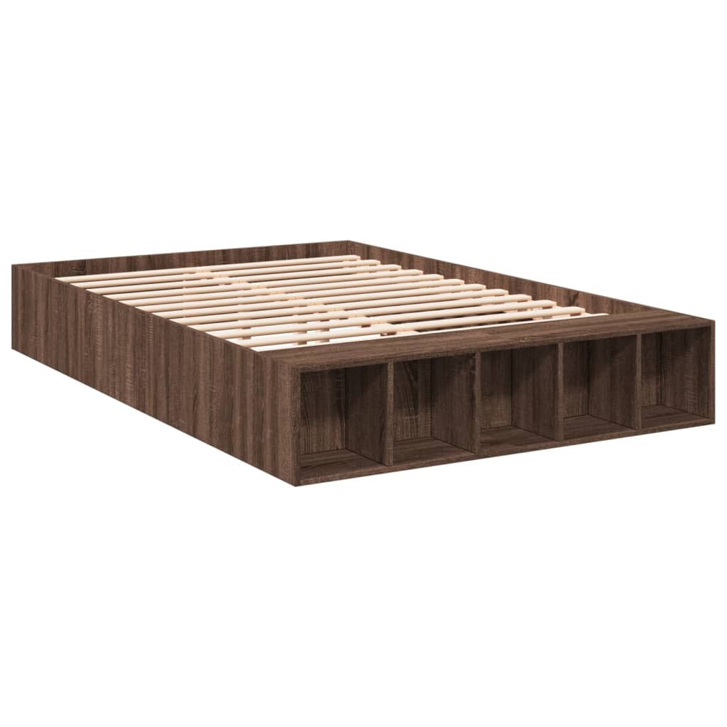 vidaXL Bed Frame without Mattress Brown Oak 135x190 cm Double