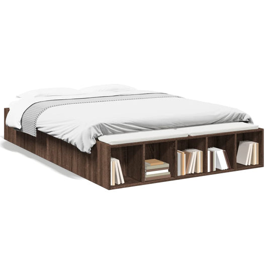 vidaXL Bed Frame without Mattress Brown Oak 135x190 cm Double