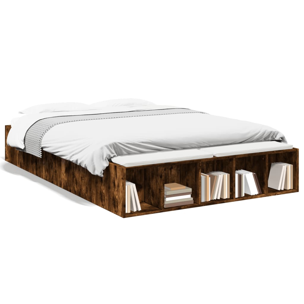 vidaXL Bed Frame without Mattress Smoked Oak 120x190 cm Small Double