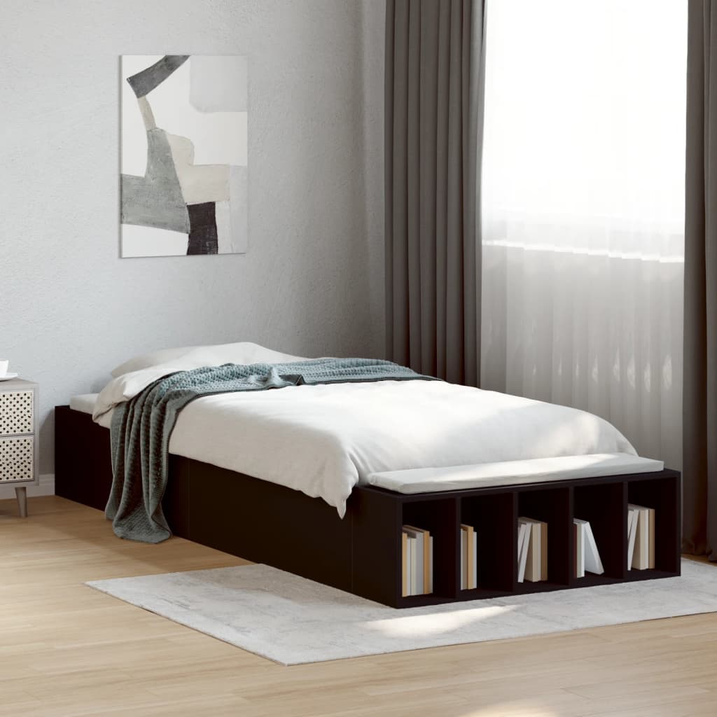 vidaXL Bed Frame without Mattress Black 100x200 cm