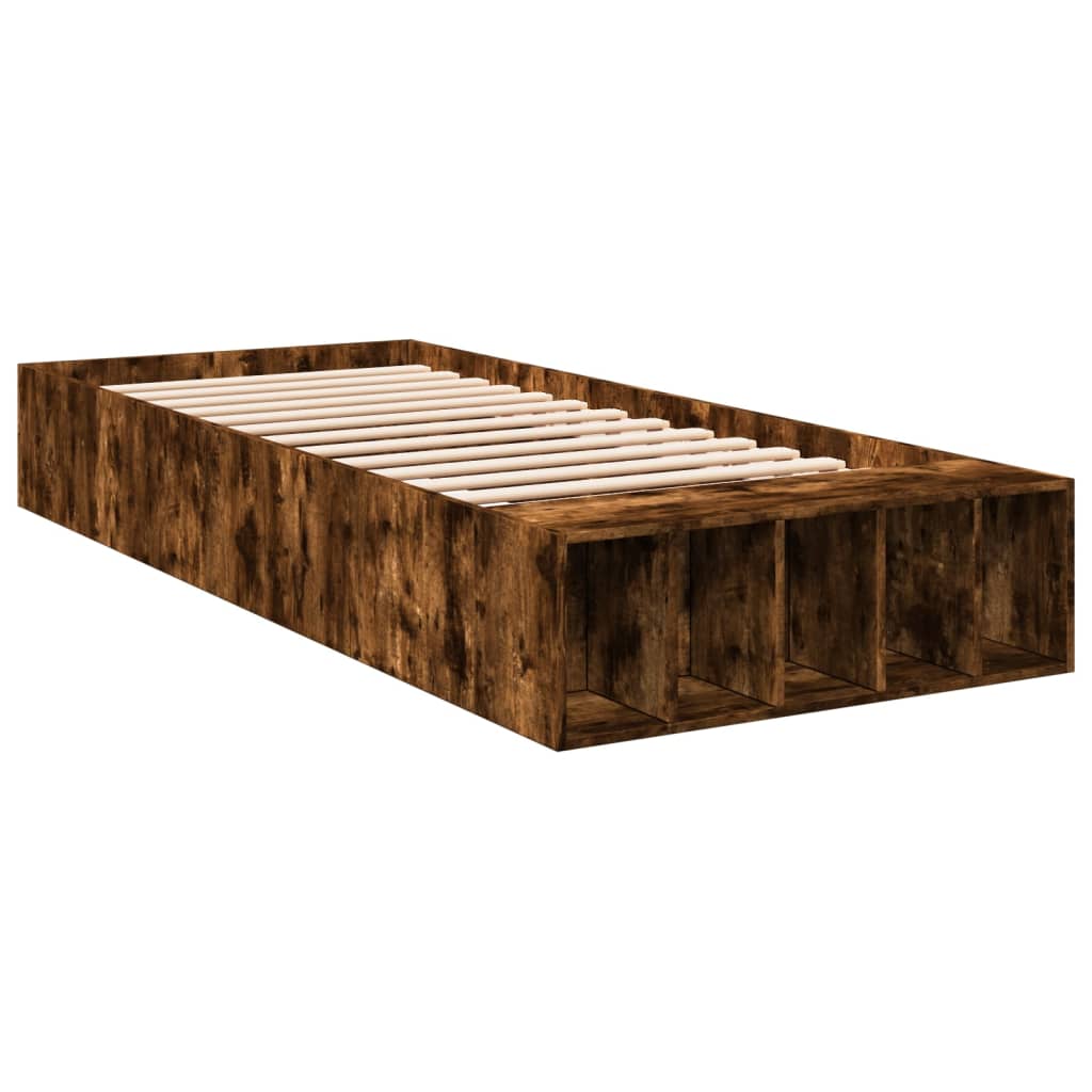 vidaXL Bed Frame without Mattress Smoked Oak 100x200 cm