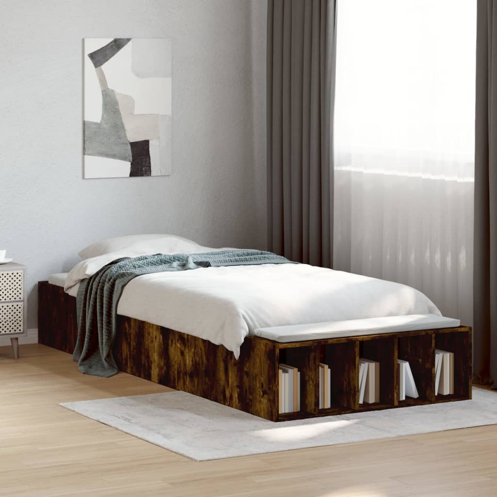 vidaXL Bed Frame without Mattress Smoked Oak 100x200 cm