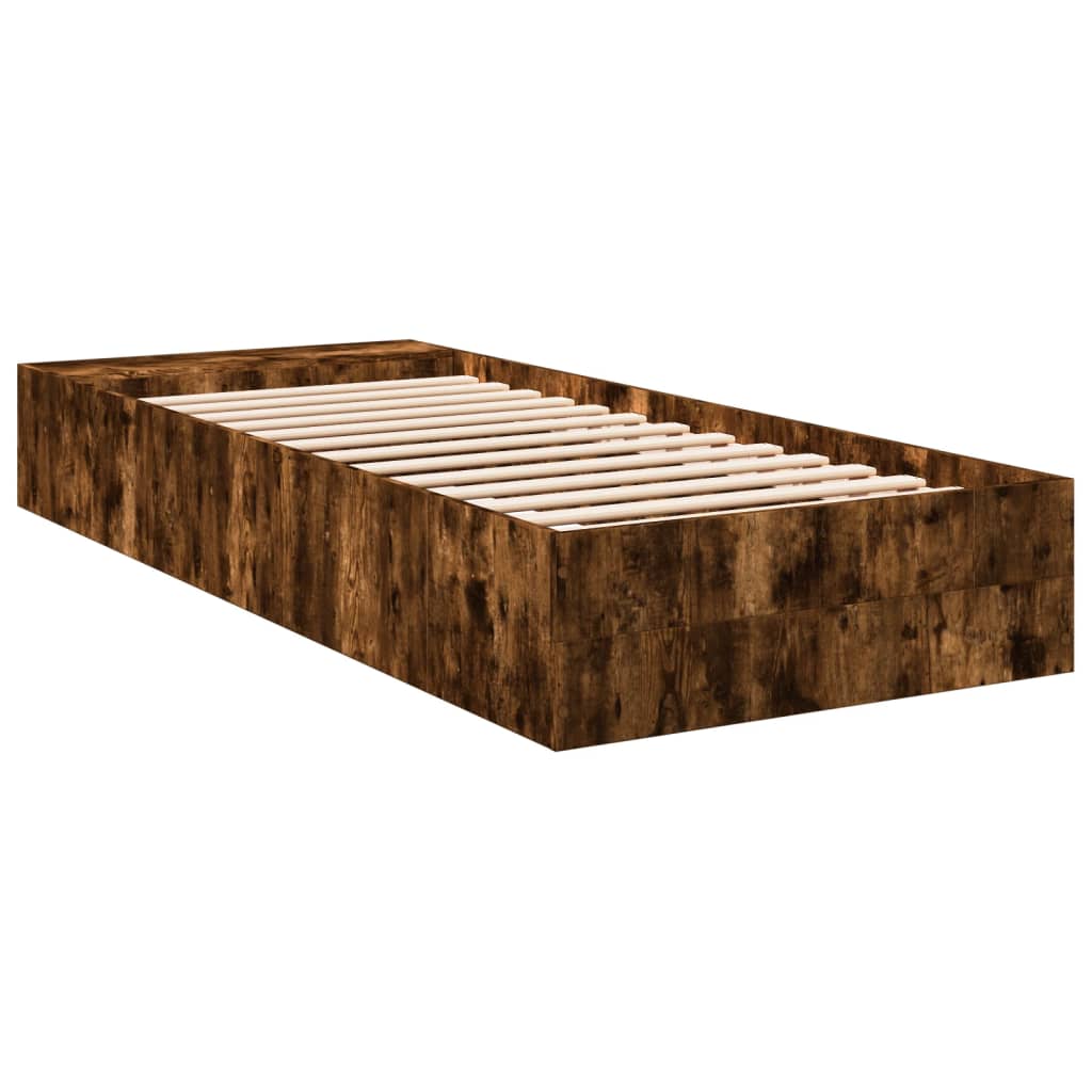 vidaXL Bed Frame without Mattress Smoked Oak 100x200 cm