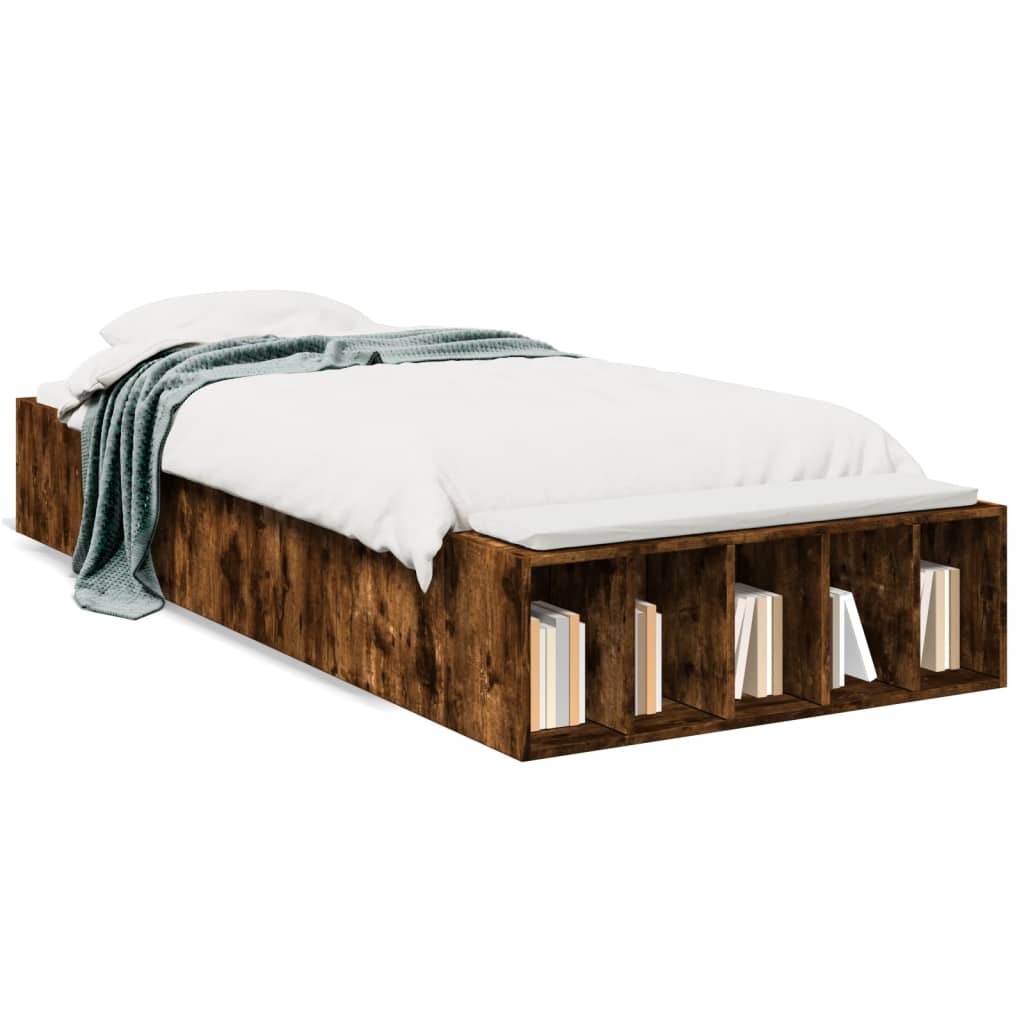 vidaXL Bed Frame without Mattress Smoked Oak 100x200 cm