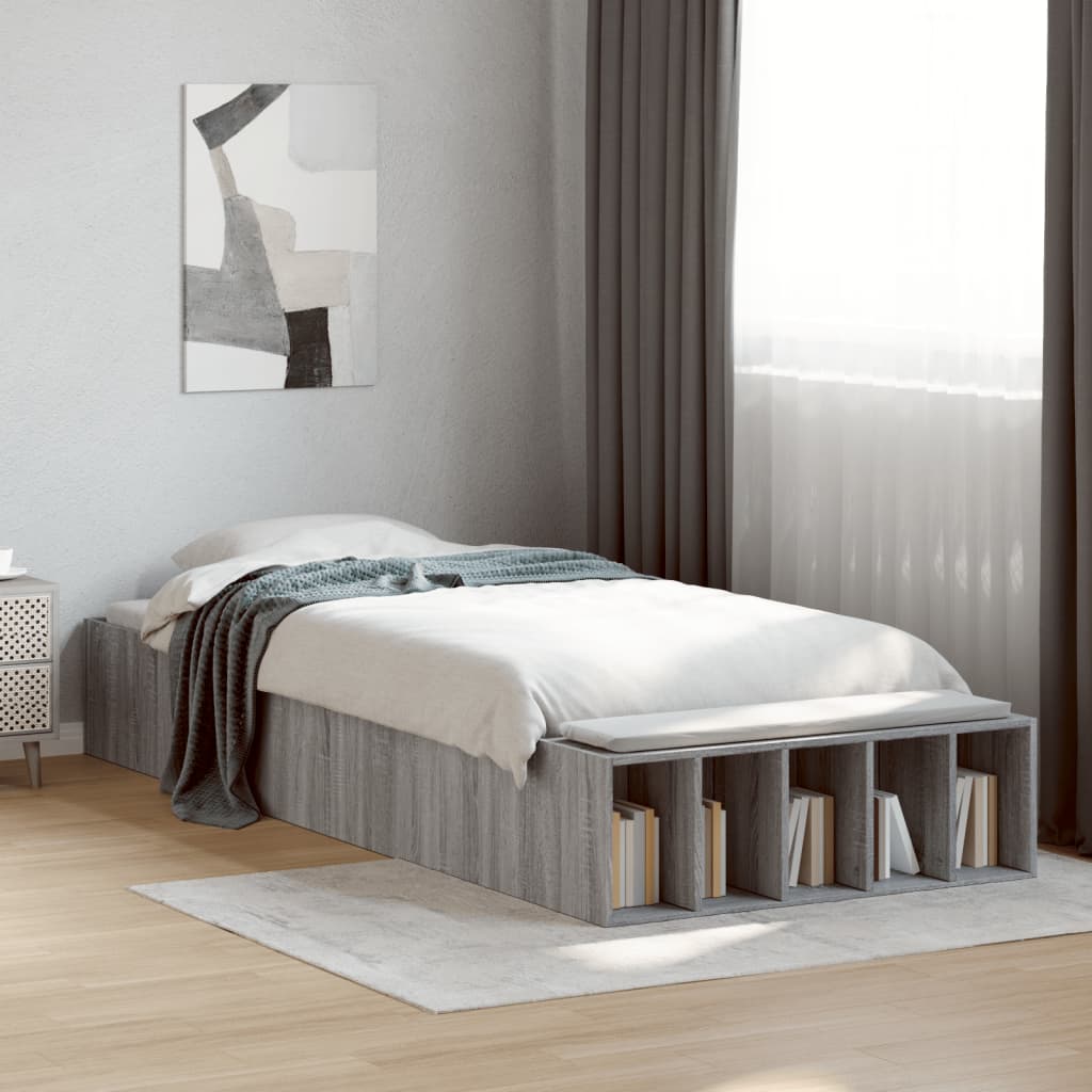 vidaXL Bed Frame without Mattress Grey Sonoma 100x200 cm