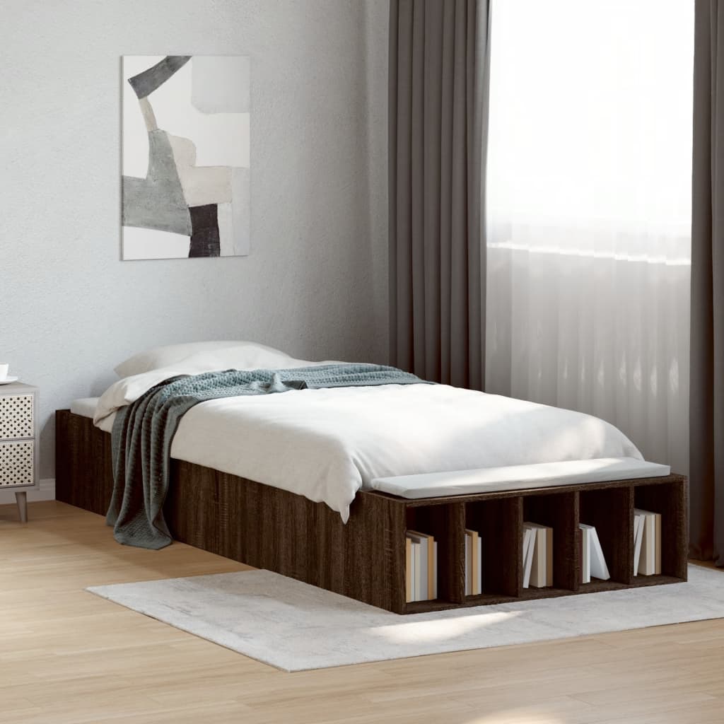 vidaXL Bed Frame without Mattress Brown Oak 100x200 cm