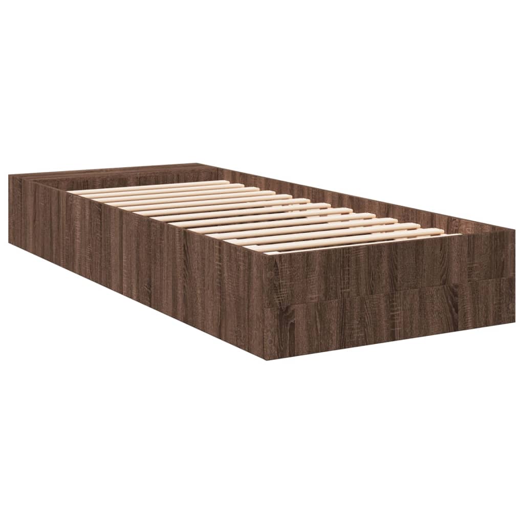 vidaXL Bed Frame without Mattress Brown Oak 100x200 cm