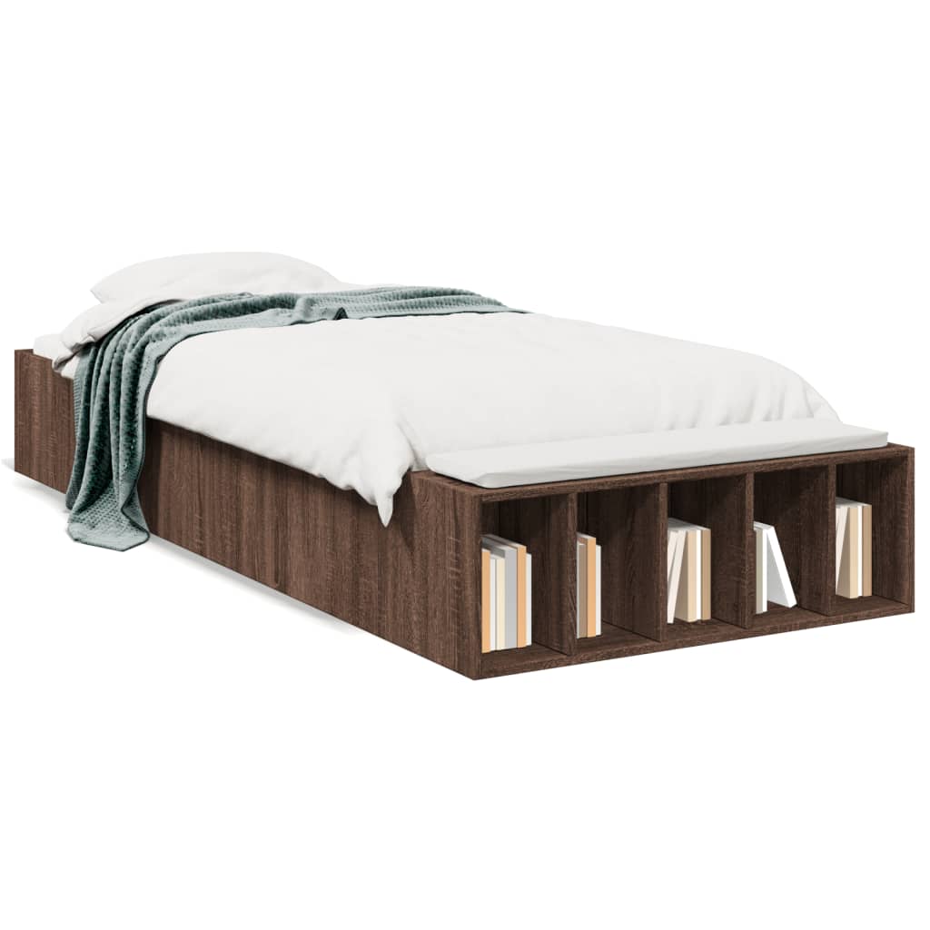 vidaXL Bed Frame without Mattress Brown Oak 100x200 cm