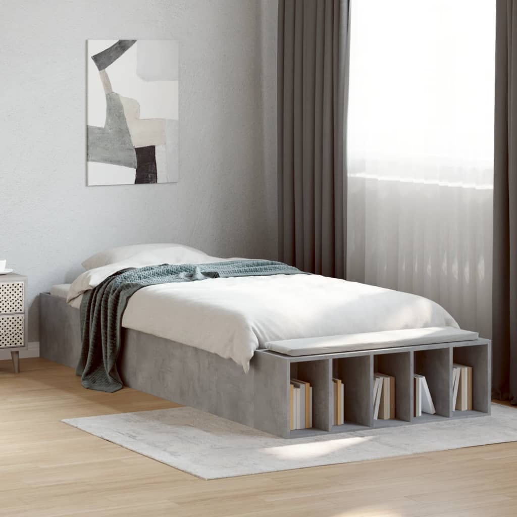 vidaXL Bed Frame without Mattress Concrete Grey 90x200 cm