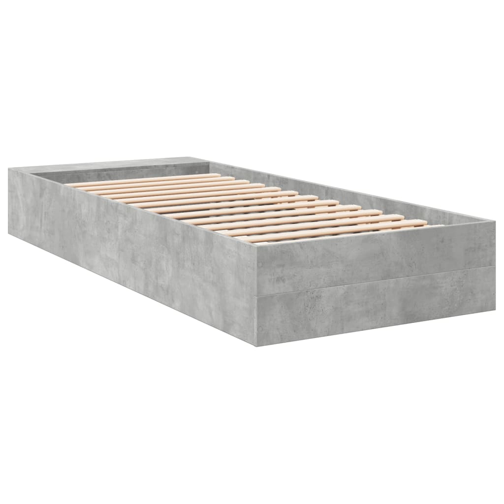 vidaXL Bed Frame without Mattress Concrete Grey 90x200 cm