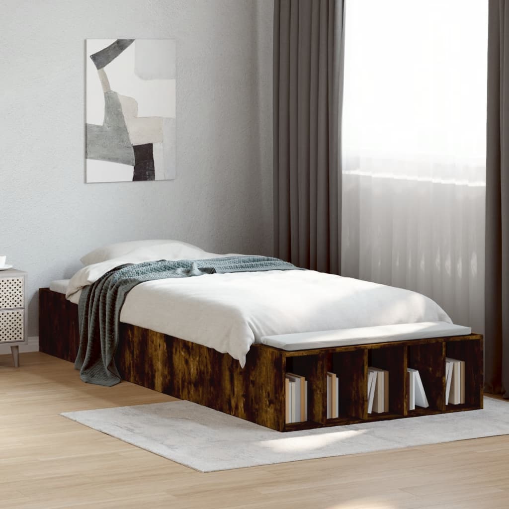 vidaXL Bed Frame without Mattress Smoked Oak 90x200 cm