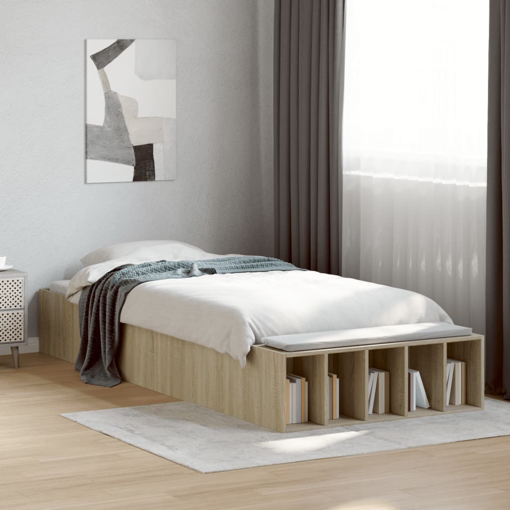 vidaXL Bed Frame without Mattress Sonoma Oak 90x190 cm Single