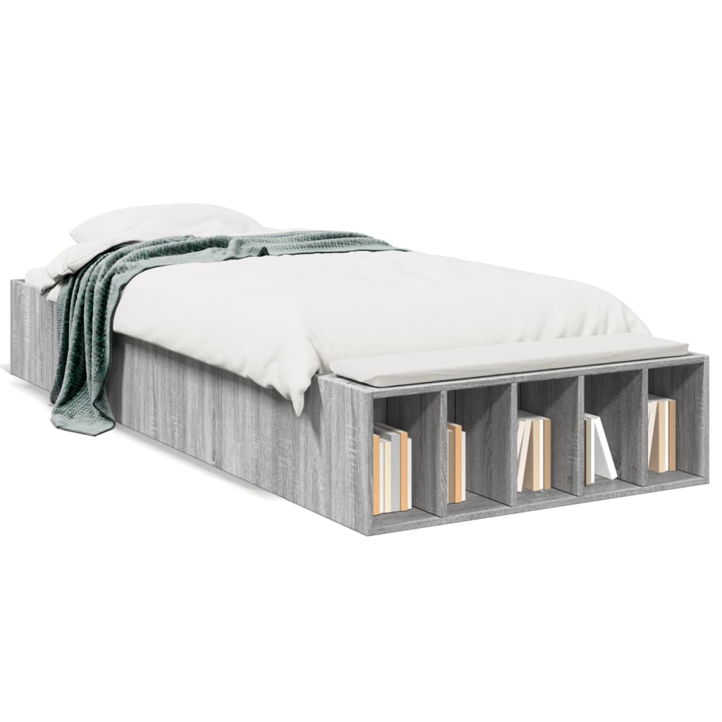 Bed Frame without Mattress Grey Sonoma 90x190 cm Single