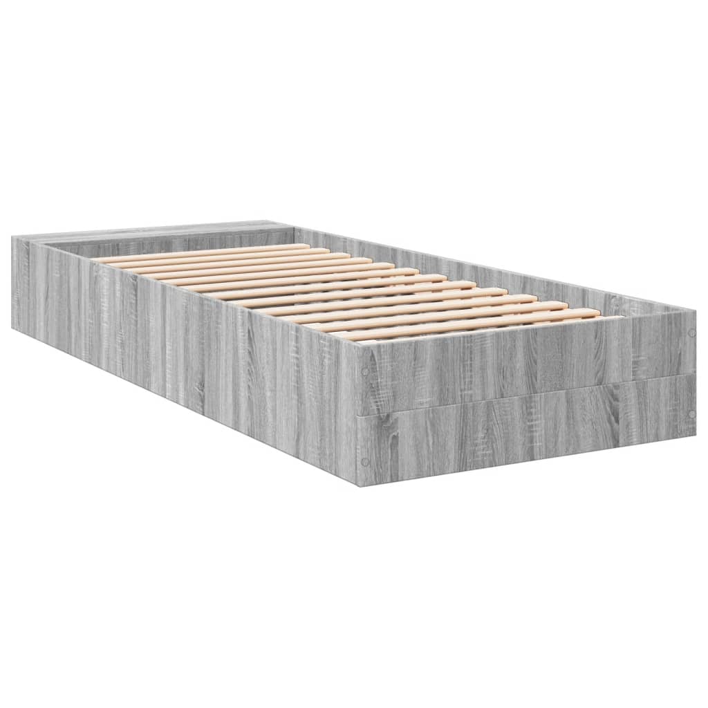 Bed Frame without Mattress Grey Sonoma 90x190 cm Single