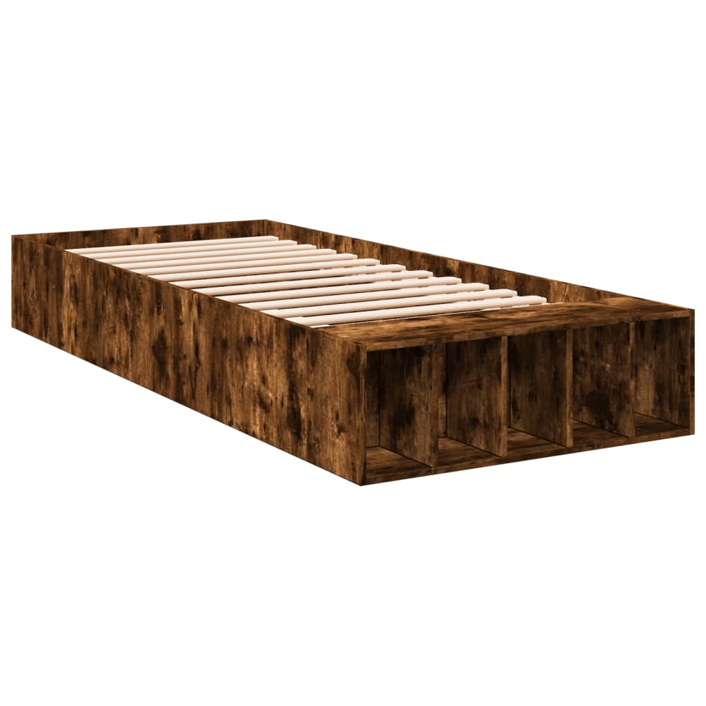 vidaXL Bed Frame without Mattress Smoked Oak 75x190 cm Small Single