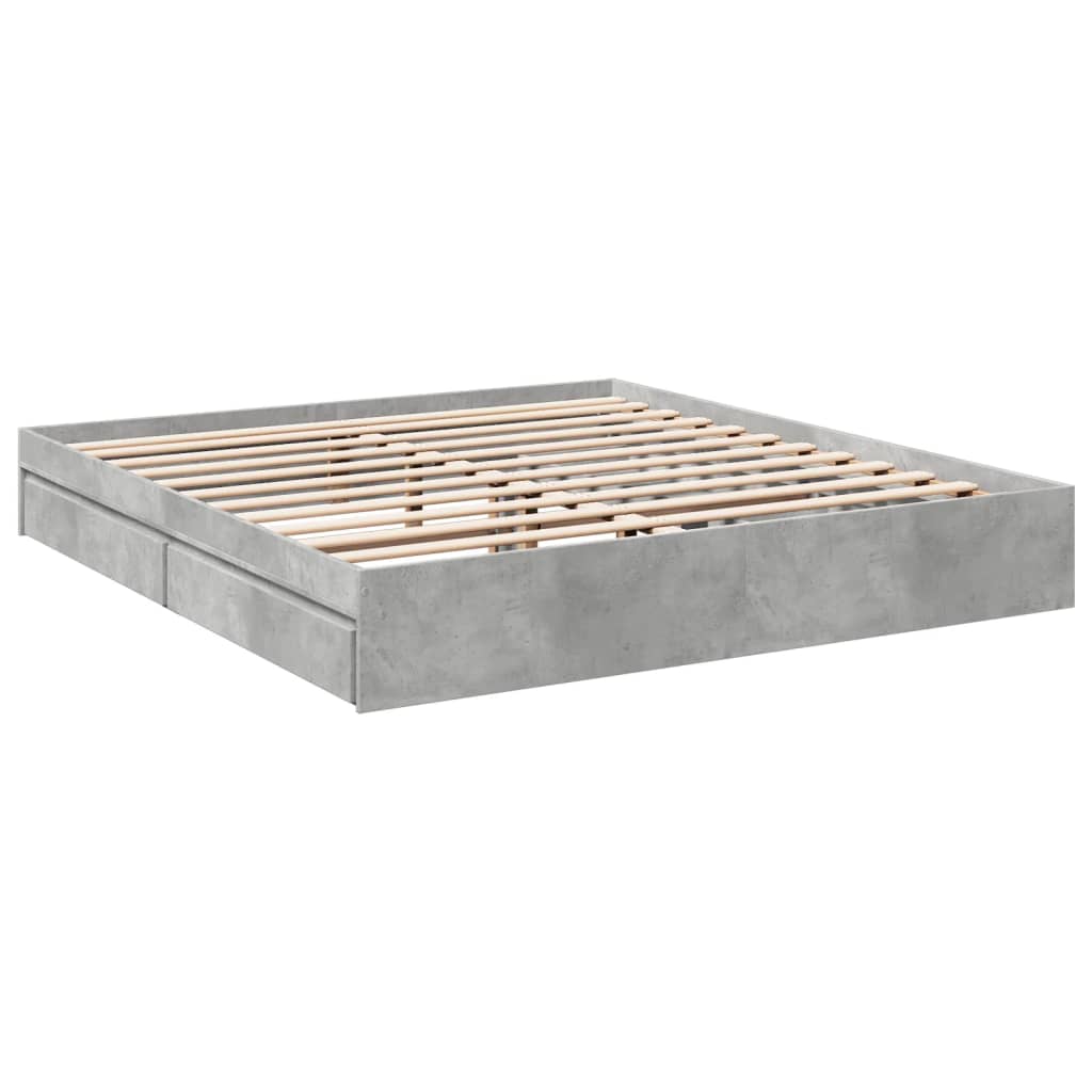 vidaXL Bed Frame with Drawers without Mattress Concrete Grey 200x200 cm