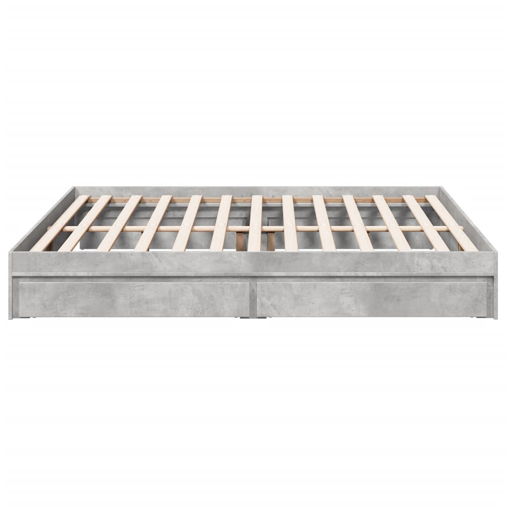 vidaXL Bed Frame with Drawers without Mattress Concrete Grey 200x200 cm