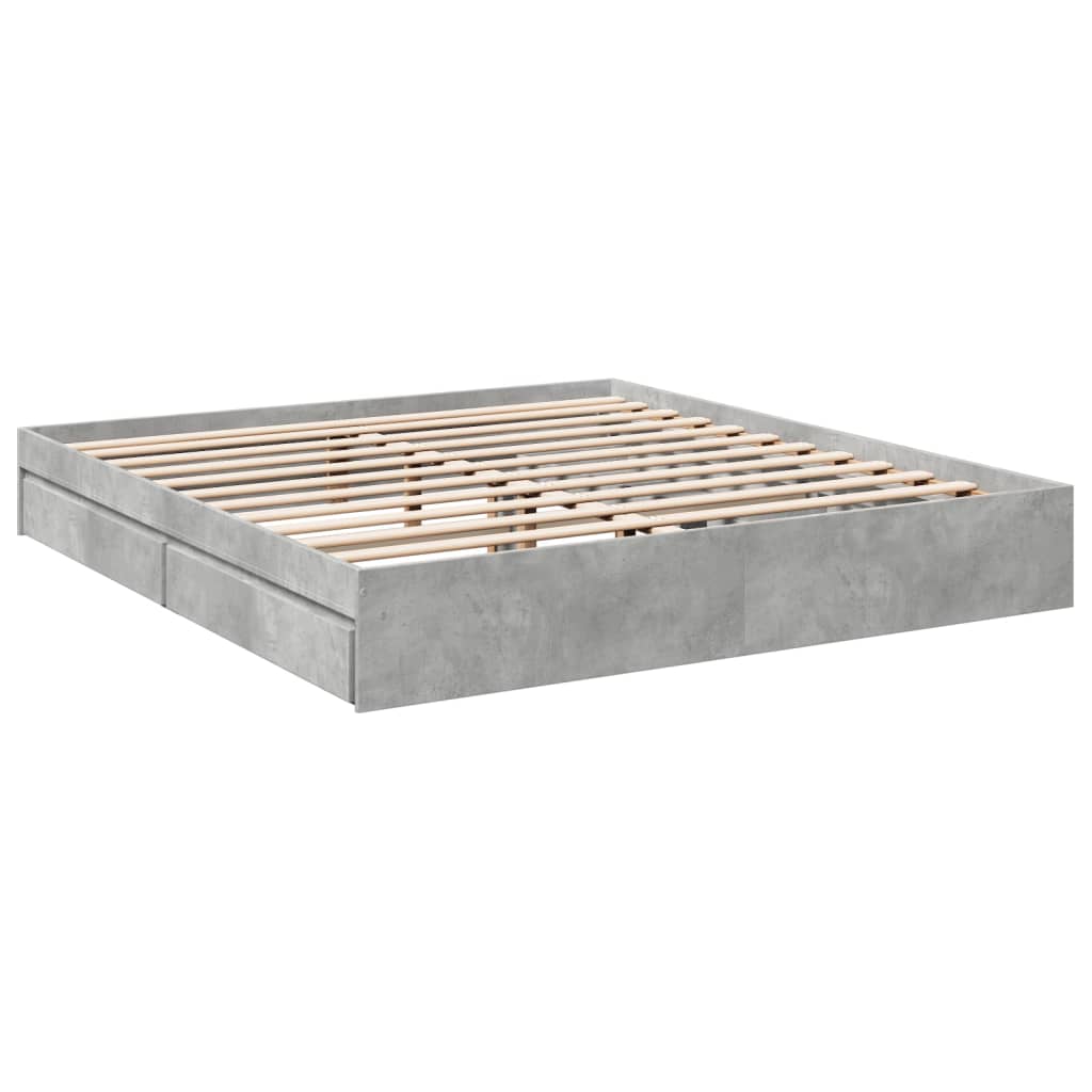 vidaXL Bed Frame with Drawers without Mattress Concrete Grey 200x200 cm