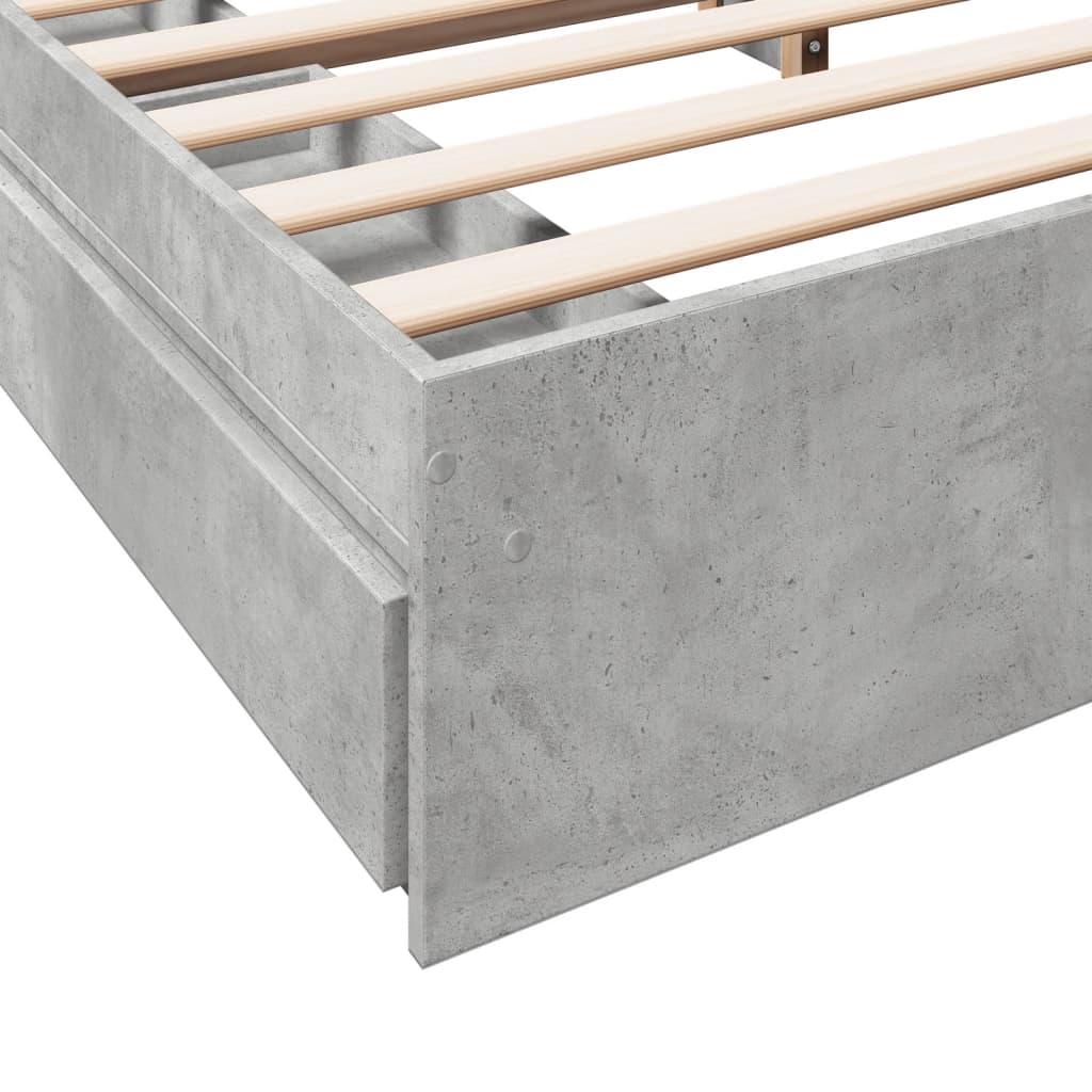 vidaXL Bed Frame with Drawers without Mattress Concrete Grey 200x200 cm