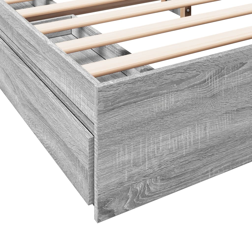 vidaXL Bed Frame with Drawers without Mattress Grey Sonoma 200x200 cm