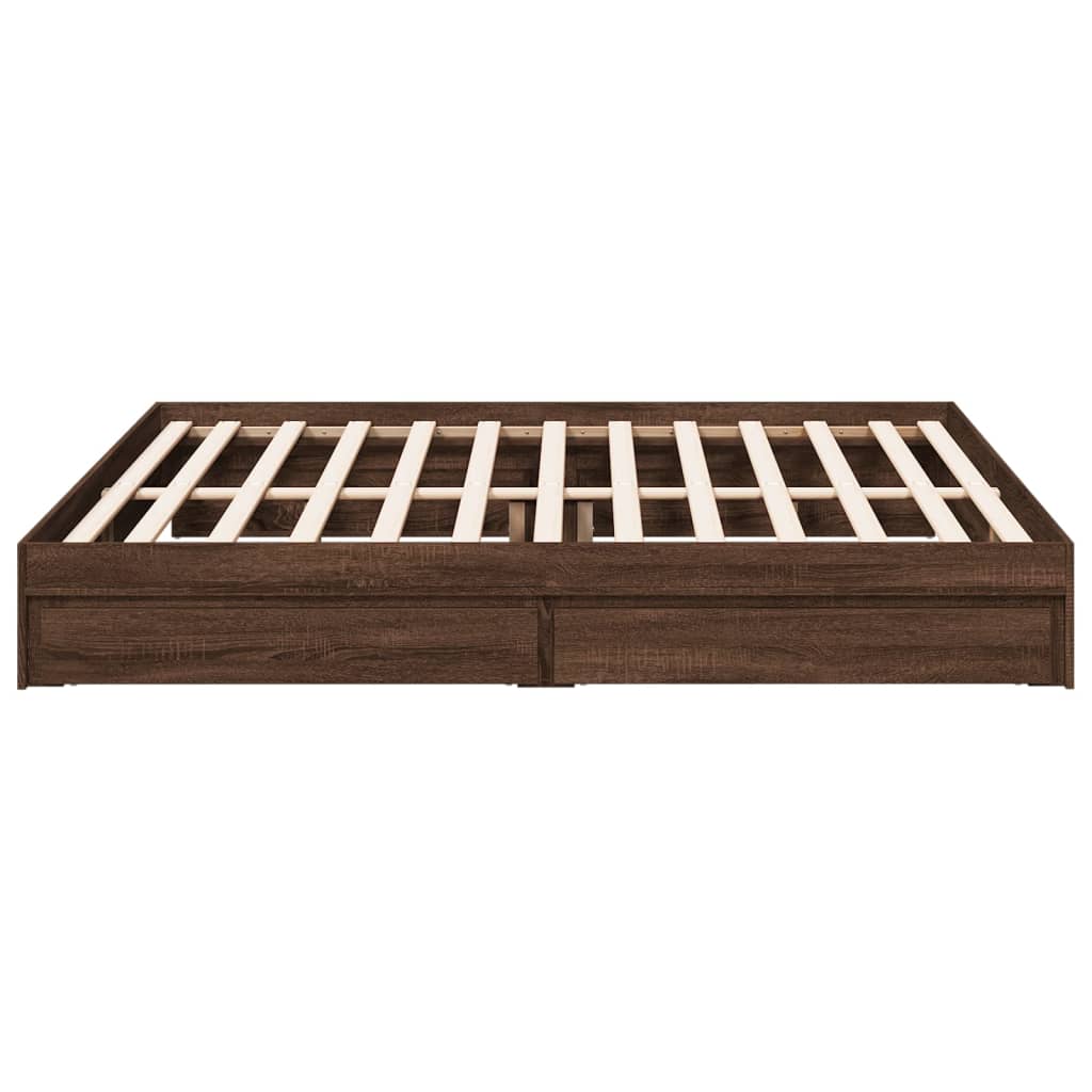 vidaXL Bed Frame with Drawers without Mattress Brown Oak 200x200 cm