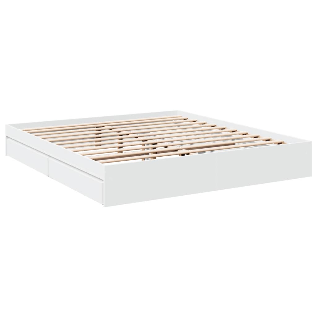 vidaXL Bed Frame with Drawers without Mattress White 180x200 cm Super King