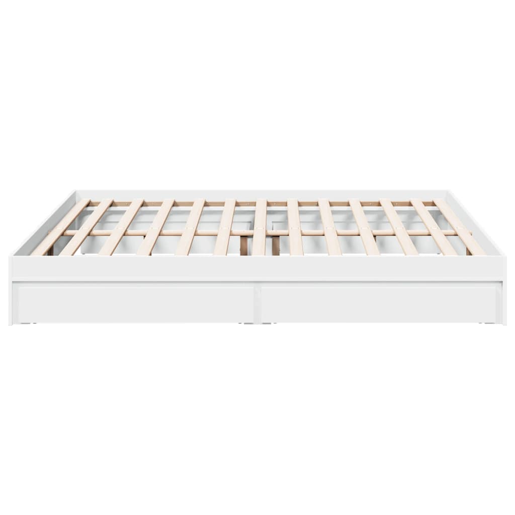 vidaXL Bed Frame with Drawers without Mattress White 180x200 cm Super King