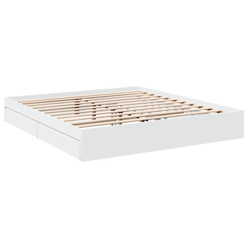 vidaXL Bed Frame with Drawers without Mattress White 180x200 cm Super King